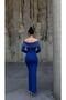 Scuba stretch fabric degaje neckline evening dress with stone detailing 583243 cobalt blue - 6