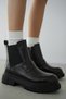 Viola Genuine Leather Women's Boots with Elastic Belt Detail - Black Leather - 7