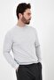Men's Crew Neck Textured Regular Fit Basic Sweatshirt Gray Melange - 3