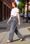 Women's Fashion High Waist Wide Leg Long Length Jean Pants Cotton Casual Style Seasonal Use