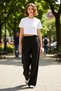 Women's Fashion Wide Leg Flare Pants High Waist Woven Fabric Business and Casual Summer - 3