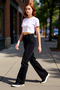 Women's Fashion High Waist Wide Leg Long Jean Pants Cotton Casual Chic Seasonal Use