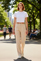 Women's Fashion Wide Leg Pleated Woven Pants High Waist Casual Daily Summer Use - 3
