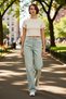 Women Fashion High Waist Wide Leg Long Jean Pants Cotton Casual Style Seasonal Use - 3