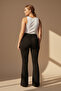 Plus Size Women's Black and Magenta Spanish Leg Pants |   Elegant and Comfortable Cutting - 7