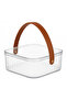 Set of 2 Acrylic Clear Plastic Storage Containers with Lid & Leather Handle, 20×20×8 cm - 4