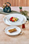 3-Piece (51, 37, 30 CM) Wooden-Handled Metal Tray Tea Tray Coffee Tray Serving Tray Set - 2
