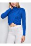 Flounce Women's Blouse – Long Sleeves, Shoulder and Hem Detailing-Sax - 5