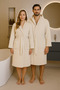 Hooded Pockets Unisex Women's Men's 100% Cotton Thick Pique Bathrobe - 4