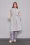Green-Beige Hooded Trench Coat with Embroidered Sleeves