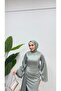 Bell Sleeve Tailed Satin Modest Evening Gown - 7