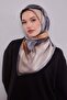 وشاح حريري منقوش باللون الرمادي