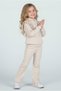 Girl's Frill Detailed Hooded Knitwear Tracksuit Set - Beige - 5