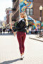 Beliza Modal High Waist Gathering Burgundy Leggings - 2