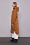 Hooded Inflatable Jacket with Snap Detailing on the Sides in Brown - 3