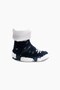 Navy Blue Snowflake Patterned Kids Slippers - 2