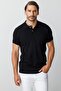 Men's Black Modernfit / Slim Fit Polo Collar T-Shirt