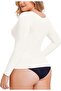 Women's V-Neck Long Sleeve Shapewear Top - Slimming Compression Tank (Size Small) - 2