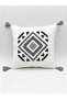 Punch Embroidered Throw Pillow Cover Gray Anthracite 1 Piece Woven Decorative Modern Tufted Pompom Soft - 4