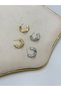 Zircon Stone and Crimp Detail Premium Hoop Earrings Gold - 2