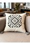 Punch Embroidered Throw Pillow Cover Gray Anthracite 1 Piece Woven Decorative Modern Tufted Pompom Soft - 3