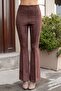 Suede Stretch Fabric Fabric High Waist Front Back Stitched Isanyol Leggings Trousers (Jacket 30071)-Coffee - 2
