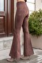 Suede Stretch Fabric Fabric High Waist Front Back Stitched Isanyol Leggings Trousers (Jacket 30071)-Coffee - 4