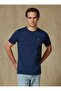 Edge Combed Cotton Comfort Fit Navy Blue Crew Neck Men's Plain T-Shirt - 4