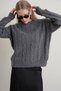 6986 Women's Oversized Hair Weave Soft Textured Knitwear Sweater Anthracite