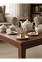 Lav Derin Handcrafted Matte Gold Patterned 12 Piece Tea Set - Luxury Set with Porcelain Plates - 3