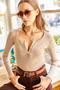 Women's Striped Beige Plaid Camisole Blouse BLZ-19000588 - 3