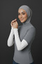 Women's Hijab Combed Cotton Prayer Sleeves White Plain 1 Pair White - 2