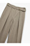 High Waist Viscose Blend Belt Detailed Pocketed Palazzo Pants - 4