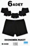 Men's 6-Pack Black Color Modal Fabric Thin Elastic Boxer Berrak 4488