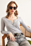 Women's Gray Plaid Camisole Blouse BLZ-19000588 - 4