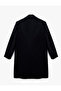 Buttoned Pocketed Double-Breasted Collar Long Cashmere Coat - 3
