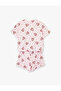 Short Sleeve U-Neck Printed New Year Pajama Set with Shorts - 4