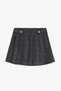 Button Detailed Pleated Tweed Mini Skirt Anthracite - 2