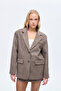 Striped Cashmere Blazer Jacket Mink
