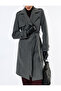 Trench Coat with Cashmere Pockets and Belt Double-Breasted Long Sleeve - 6