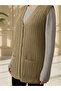 Hair Braid Patterned Women's Mercerized Mother's Vest / Mink - 3