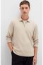 0613045 Half Zipper Long Sleeve T-Shirt Men's T-Shirt Beige