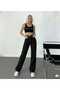 Power Straight Fit Black Lycra Wide Leg Loose Jeans - 3