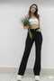 Alina Black Stretch Fabric Super High Waist Wide Leg Loose Palazzo Jeans Pants Trousers - 3