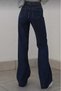Camelia Dark Blue Loose Stretch Fabric Women's Super High Waist Loose Leg Denim Jeans Palazzo Pants - 4