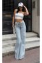 Maja Women's Ice Blue Snow Wash High Waist Loose Leg Denim Jeans - 5