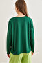Women's Green Crew Neck Bat Flowy Viscose Blouse Blz- 19002588 - 2