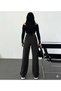 Venus 90's Stretch Fabric Women's Black Super High Waist Wide Leg Palazzo Denim Jeans - 4