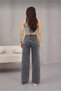 Serenay Cold Chocolate Power Lycra Smoked Snow Super High Waist Lycra Loose Leg Denim Jeans - 5