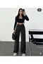 Venus 90's Stretch Fabric Women's Black Super High Waist Wide Leg Palazzo Denim Jeans - 5